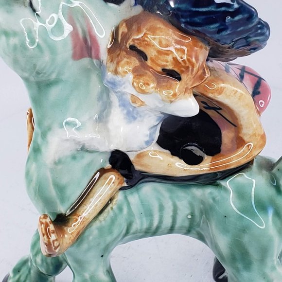 Vintage Man Riding Green Donkey Figurine Salt Pepper Shaker Holder - Picture 8 of 8